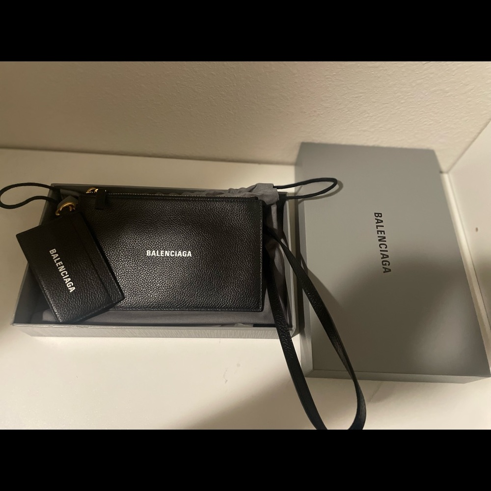 Brand new Balenciaga wristlet with card holder black